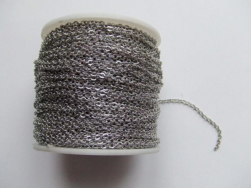 1mt di CATENA in acciaio inox 3x2mm  colore argento scuro bijoux - Immagine 1 di 1