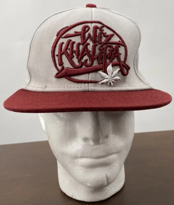 Wiz Khalifa Fitted Hat Cap Hip Hop Rap One Size Maroon Grey - Image 1 of 4
