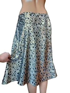 Doncaster Damen Gold Aline Midirock Wadenlang Geometrisches Muster Reflektierend Größe 8 - Bild 1 von 9