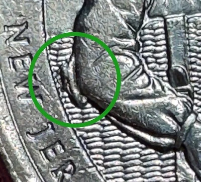 2017-P Die Chip on Elbow Error Ellis Island Quarter (1083) - Image 1 of 4