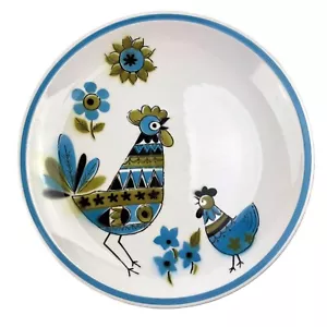 Plato de pollo mod vintage esperanto cerámica gremio pintado a mano años 50 cábala - Imagen 1 de 6