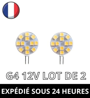 Ampoule LED G4 12V 2,4W 3000K Blanc Chaud 12 LEDS Lot De 2 Unités Pour Hotte Asp