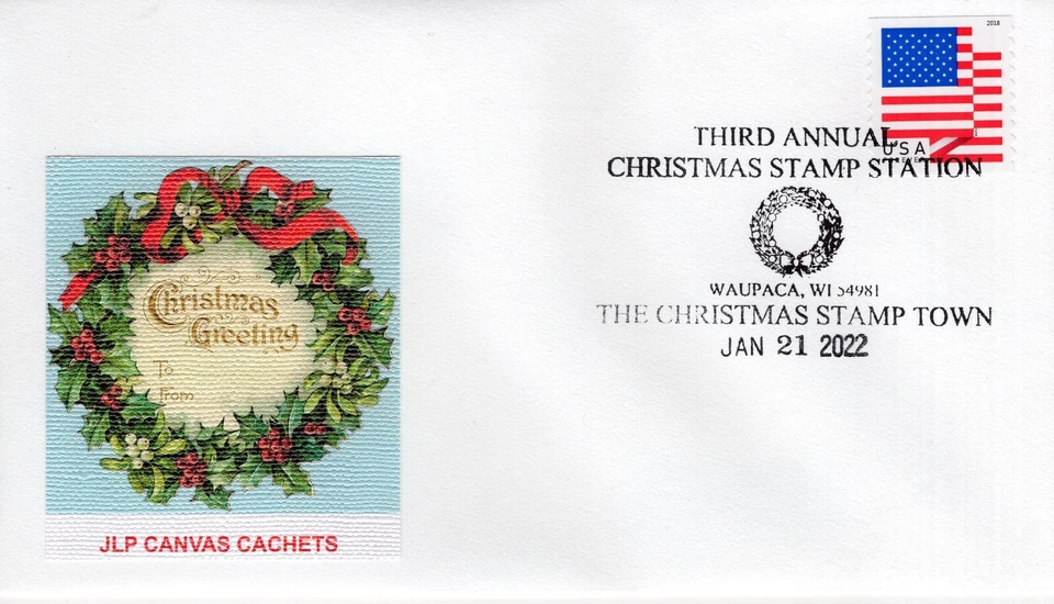 THIRD ANNUAL CHRISTMAS STAMP STATION,  WAUPACA, WI,   2022  FDC17245 - Image 1 of 1