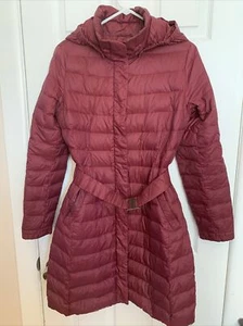 Land's End Women's Size S Long Down Burgundy Puffer Jacket Coat - Picture 1 of 8