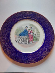 Cobalt Blue Imperial Salem China Co Service Plate 23 Karat with Hanger vintage - Picture 1 of 3