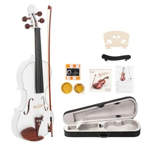 Glarry 4/4 White Violin Set w/ Case+Bow+Rosin+Shoulder Rest+Cloth+Tuner - Picture 1 of 8