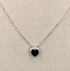 COLLANA ARGENTO DONNA CUORE ZIRCONE ZAFFIRO MM 11X11 ROLLO' CM 46 EXPLOIT - Foto 1 di 4