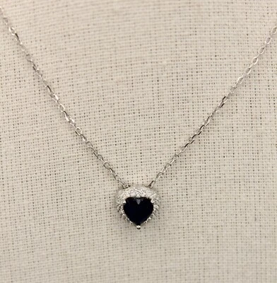 COLLANA ARGENTO DONNA CUORE ZIRCONE ZAFFIRO MM 11X11 ROLLO' CM 46 EXPLOIT - Immagine 1 di 4