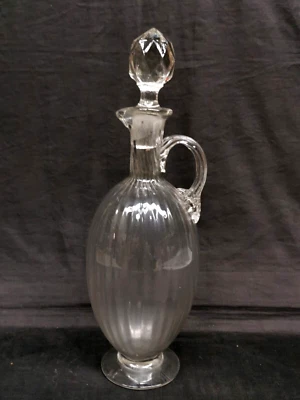 ancienne Carafe à eau / à vin , aiguière en verre soufflé - Photo 1/4