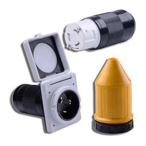 50 AMP RV Power Inlet Cord Locking Shore Connector Replacement End Marine Twist - Picture 1 of 5