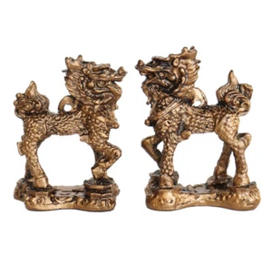 Pair of Feng Shui Chi Lin QiLin Kei Loons Dragon Horse Heaven Creature - Picture 1 of 1