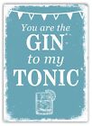 Metal Wall Sign - You Are The Gin To My Tonic - Blue - Drinks Love Friends