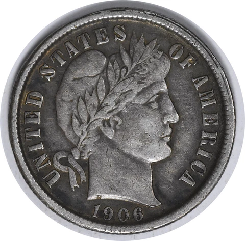 1906-O Barber Silver Dime EF Uncertified #143 Cover