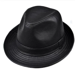 Cowhide Leather Hat Male Autumn and Winter Casual Hat Elderly Winter Fedoras - Picture 1 of 7