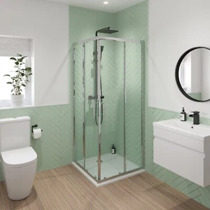 800 x 800 mm Badezimmer Eckeinstieg Duschabtrennung begehbar Chrom gerahmt 6 mm Safe - Bild 1 von 7