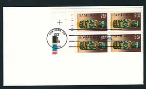 America...25 Cent. Pl. Blk.of 4...First Day Issue...Cancel San Juan, P.R. (1989) - Picture 1 of 1