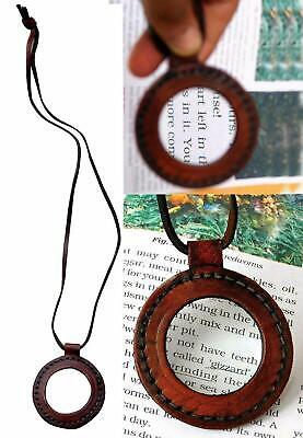 Neck Loop Leather Magnifier Disc Pendant Magnifying Necklace With Leather Strap • 55.54$