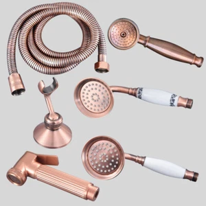 Red Copper Telephone Style Replacement Bathroom Handheld,Shower Head ,1.5m Hose - Picture 1 of 19