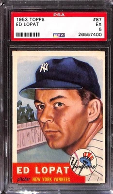 1953 Topps #87 Ed Lopat Yankees PSA 5 EX 26557400  - Image 1 of 3