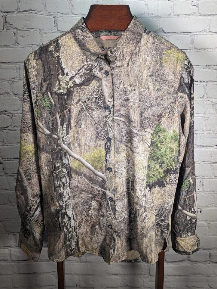 NWT Magellan Hunt Gear Shirt Womens Large Camo Mossy Oak Rio Button Up Poly - Image 1 of 4