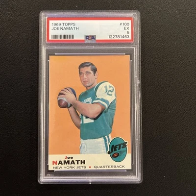 1969 TOPPS Football #100 Joe Namath PSA 5 EX - Image 1 of 2
