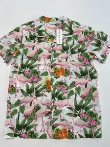 Janie and Jack Boys Size 14 Flamingo Floral Tropical Button Up Dress Shirt NWT - Picture 1 of 3