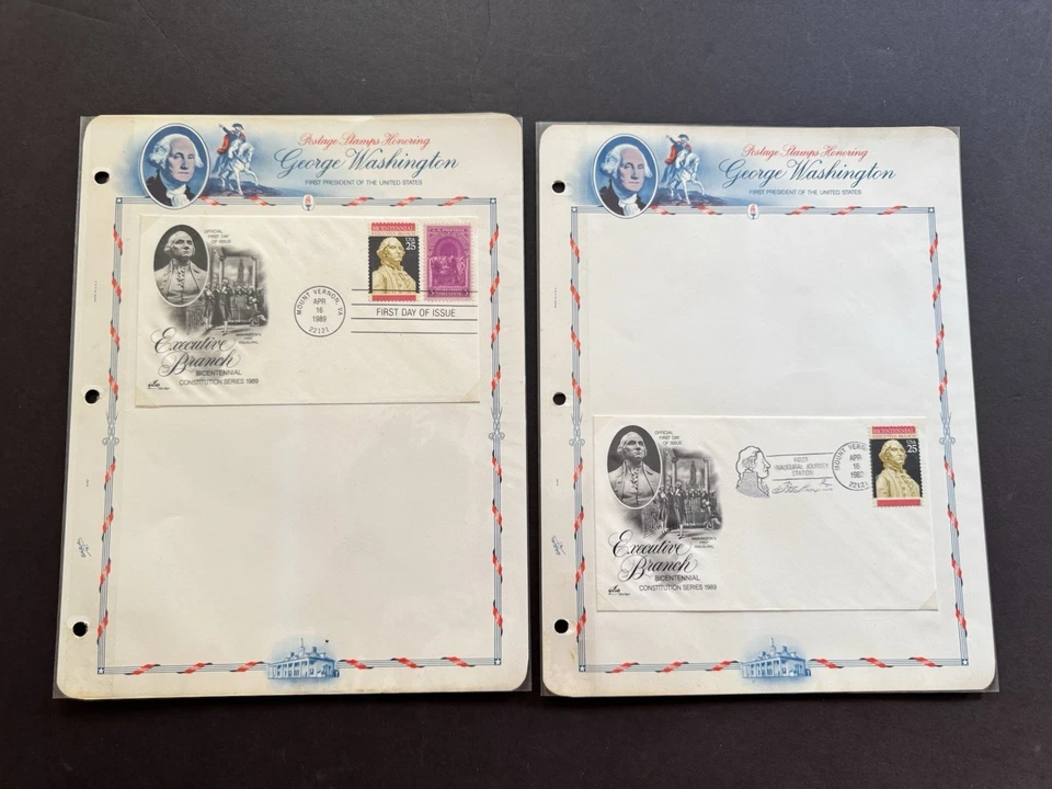 US 1989 FDC on George Washington Page +Executive Branch #2414 + DUAL FDC CXLs - Image 1 of 1