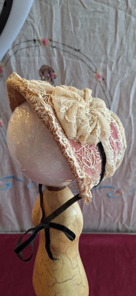 Sombrero de encaje estilo antiguo para muñeca bisque alemana o muñeca de moda francesa Foto 1 de 4