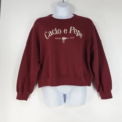 Abercrombie & Fitch мягкий A & F толстовка женщин XL темно-бордовый укороченный 'Cacio e Pepe' экипажа - Изображение 1 из 4