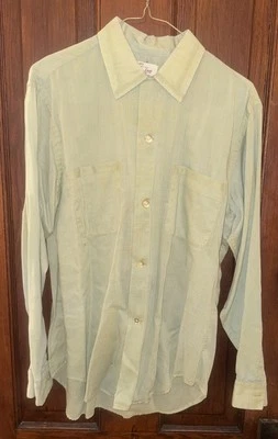 Enduro By Enro Años 50 Piel de Tiburón Verde Puntada Dorada Hombre’s Abotonada M Cuello Lazo Foto 1 de 4