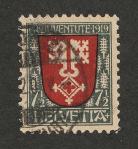 1918 Switzerland Sc# B12 (semi-postal). Nidwaldin Coat of Arms. Used Cv$22.00 - Picture 1 of 1