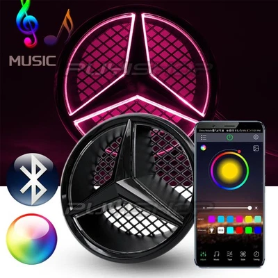 RGB Negro Parrilla LED Emblema Logo Insignia Luz Para Mercedes Benz Clase C GLK Snap Foto 1 de 4