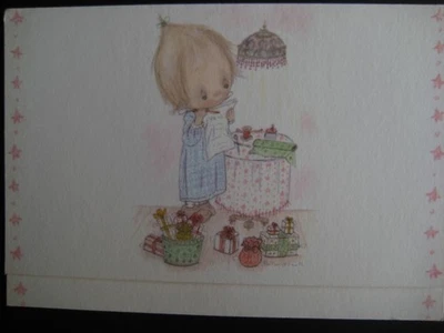 Postal vintage Betsy Clark NAVIDAD niña años 70 sin usar con lista envolturas regalos Foto 1 de 4