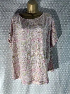 Womens Next X Morris & Co Plus Size Uk 20 Pink Mix Floral Short Sleeve Blouse - Picture 1 of 6