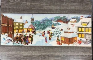 Vintage Christmas Advent Calendar W NELSON 1975 Village Church Skater 25 Doors - Picture 1 of 12