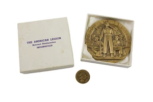 Vtg Medallic Art Co American Legion Bronze Medal School Award + Maco Pin in Box - Picture 1 of 8