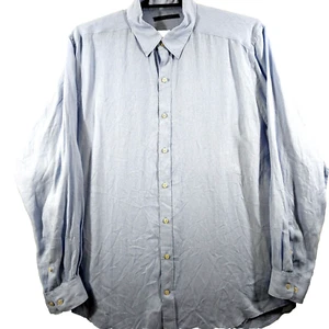 Perry Ellis Herren 100 % Leinen Freizeithemd Größe XLT Tall Blau Langarm - Bild 1 von 13