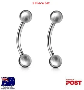 2 x Curved Eyebrow Ball End Barbell Piercing Ear Lip Nose Ring Jewellery - Picture 1 of 2