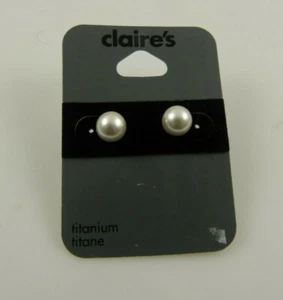Titanium ball Faux pearl earring earrings posts - Picture 1 of 6