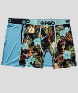 MENS PSD Floral Print NWT Boxer Briefs 2 pk Green Aqua Blue Black XXL BRAND NEW - Picture 1 of 11