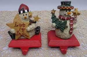 Gusseisen Strumpfhalter Schneemann Mantel Stücke 2er Set Vintage EUC - Bild 1 von 3