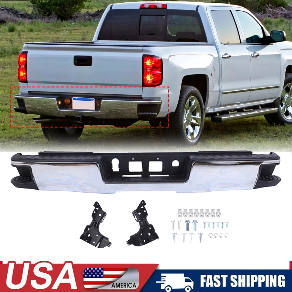 NEW Chrome Rear Back Bumper For 2014-2018 Silverado Sierra 1500 SHIPS FAST - Image 1 of 4