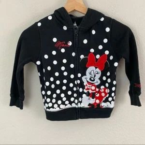 Disney Parks Girls Minnie Mouse Black And White Zip Front Hoodie XS - Picture 1 of 10