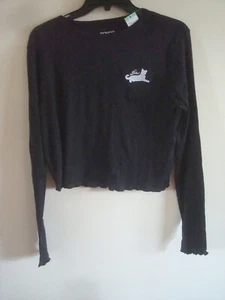 Damen Juniors Strick Top süß Katze Design Größe Large schwarz - Bild 1 von 2