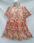 Women's River Island Pink Red Green Floral Short Sleeve Dress Size 16