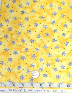 Jennifer Sampou Red Sea Robert Kaufman Wonky Stars On Yellow BTY Cotton Fabric - Picture 1 of 2