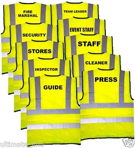 HI VIS Printed VEST Waistcoat FIRE MARSHALL EVENT STAFF INSPECTOR TEAM LEADER - Picture 1 of 1