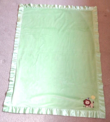 CIRCO LIGHT GREEN FLEECE SATIN TRIM 婴儿毯 带狮子鸟设计 39 X 30 — 第 1/4 张图片