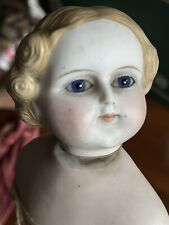 Antique Parian Molded Hair Doll Glass Eyes Swivel Neck German?