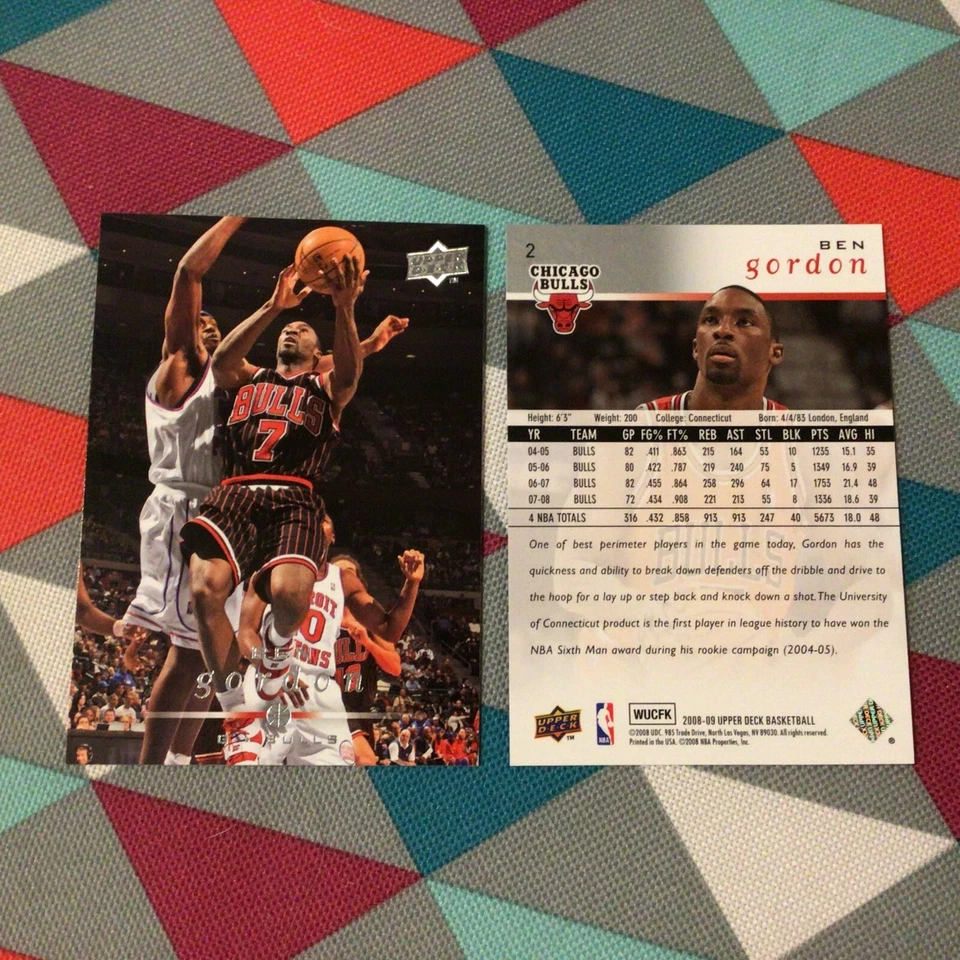 Ben Gordon #2 connecticut 2008-09 UD Upper Deck Chicago Bulls Team Set card  - Image 1 of 1